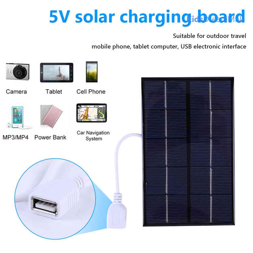 Tấm Sạc Năng Lượng Mặt Trời 5W 5V Polysilicon + Phụ Kiện Đi Kèm