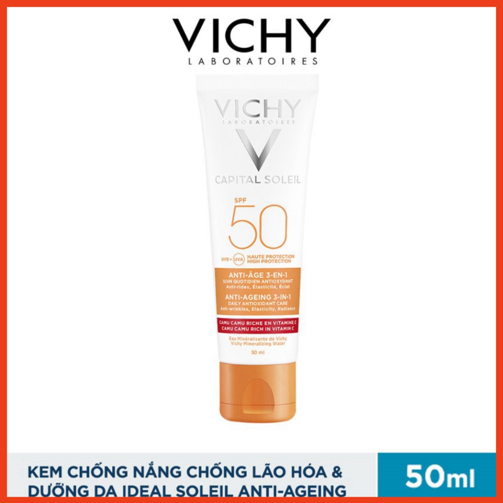 [CHÍNH HÃNG] Kem chống nắng chống lão hóa Vichy Ideal Soleil Anti-Age SPF50+ 50ml