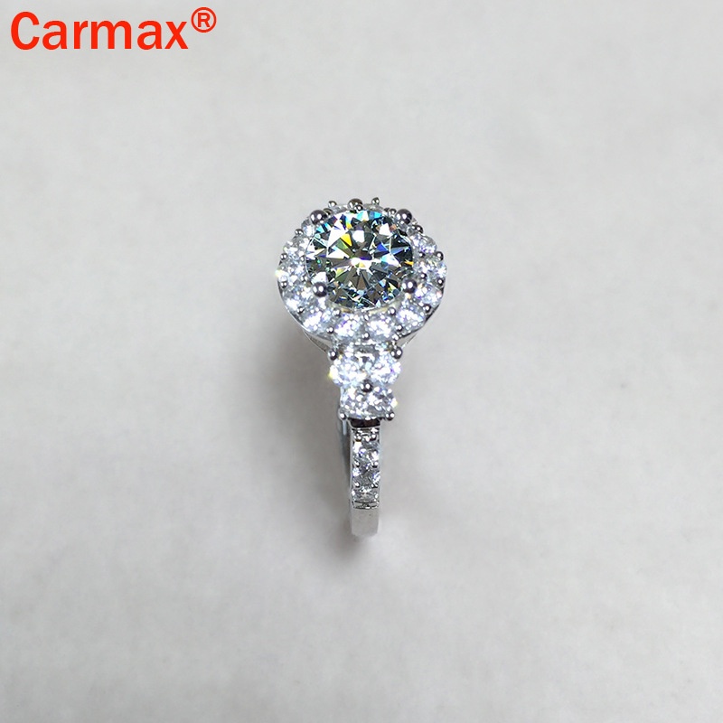 Nhẫn đính đá moissanite sang trọng 2 karat cao cấp