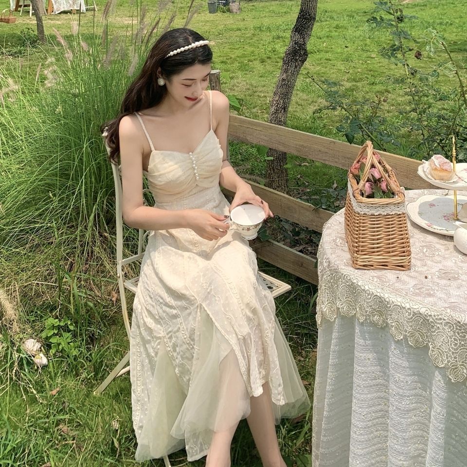 Đầm Hai Dây Dáng Dài Phong Cách Pháp Ngọt Ngào Thời Trang Mùa Hè Hàng Mới Dành Cho Bạn Nữ 2022