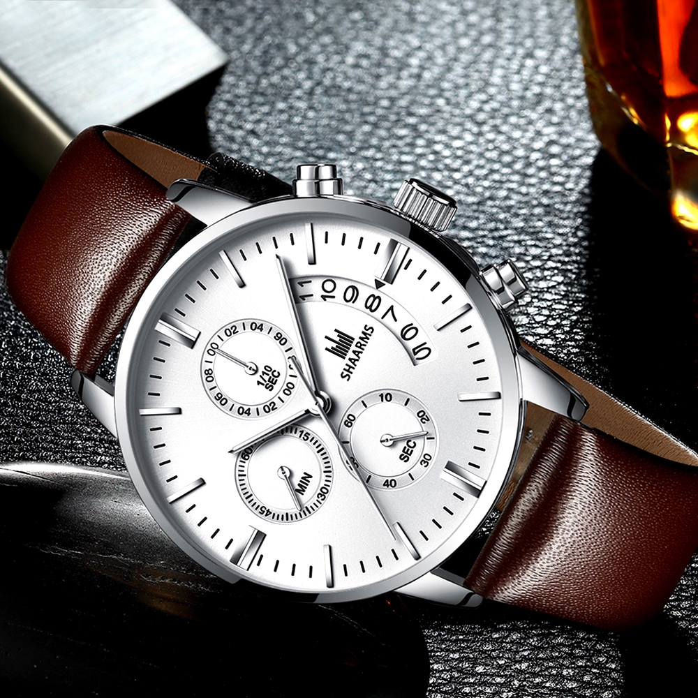 ĐồNg Hồ đEo Tay Nam Da Thể Thao NgàY Kinh Doanh ĐồNg Hồ BấM Giờ Chronograph Cho Nam