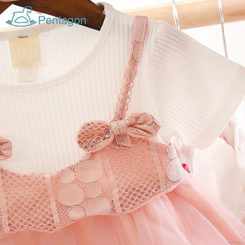 Đầm Bé Gái 2 Lớp Phối Lưới