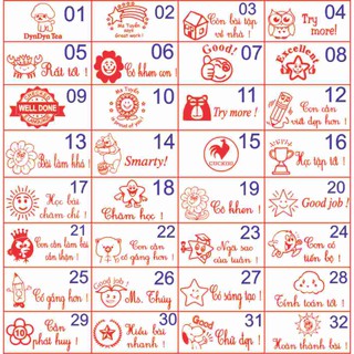 Khắc dấu cô khen logo tiểu học (logo + tên)