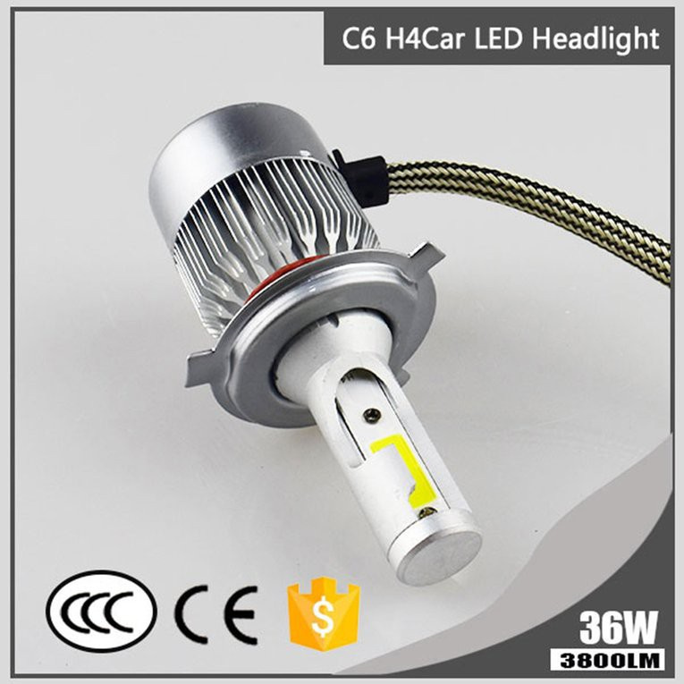 2 Đèn Pha Led 6000k 36w 3800lm C6 Cho Xe Hơi