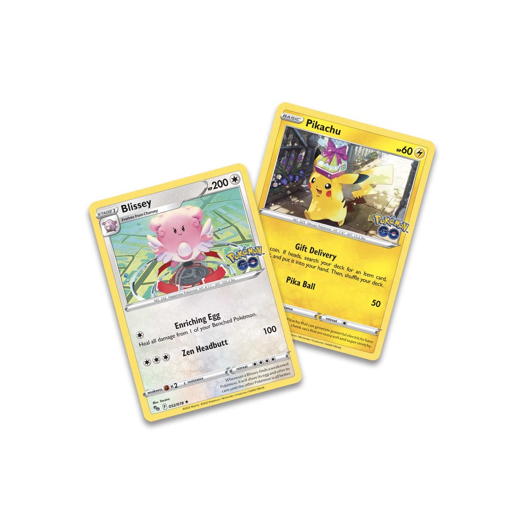 Hộp thiếc bài Pokemon TCG Pokemon GO Gift Tin Pikachu / Snorlax/ Blissey chính hãng mới 100% 4 pack 2 promo - PokeCorner