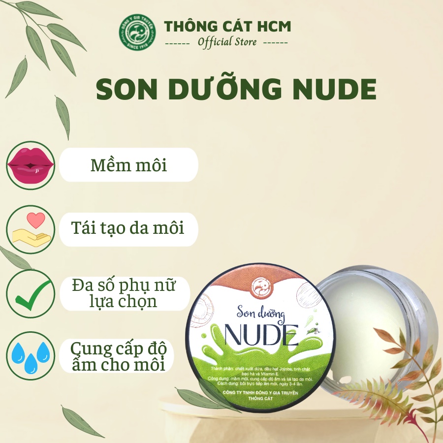 Son Dưỡng Nude THÔNG CÁT HCM Son dưỡng môi giúp mềm môi, cung cấp độ ẩm, tái tạo da môi làm môi luôn mềm mọng