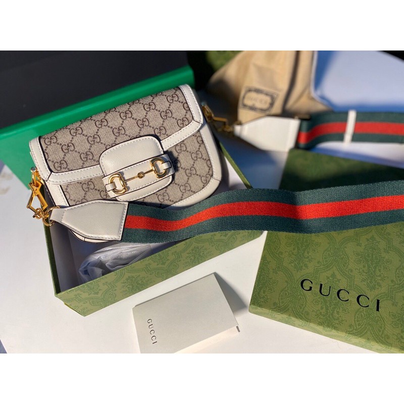 túi đeo chéo nữ đế vuông một ngăn to dây đeo vải cao cấp gucci GC GG