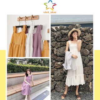 Váy 2 dây, đầm suông nữ chất đũi mềm mát - viet_star