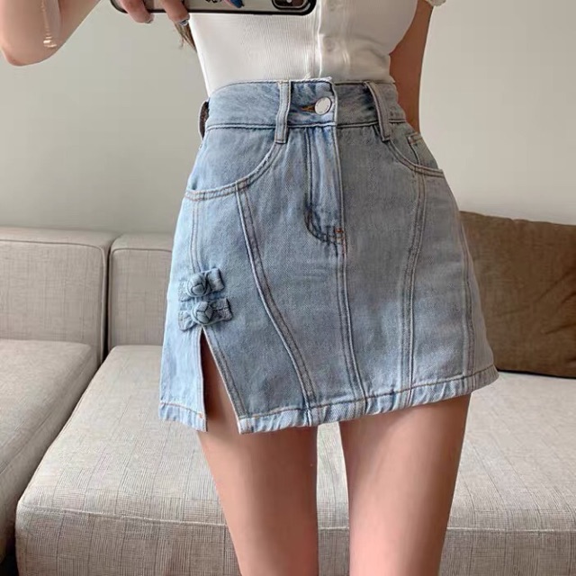 Quần Giả Váy Jeans Style Sườn Xám Đáng Yêuuuuu | BigBuy360 - bigbuy360.vn