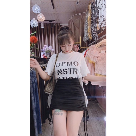 💥 Set áo thun DFMO + chân váy rút hông phong cách trẻ trung siêu xinh💥 | BigBuy360 - bigbuy360.vn