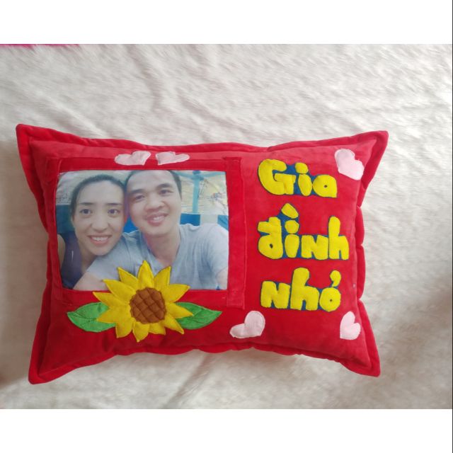 Gối nằm handmade in ảnh may chữ theo yêu cầu