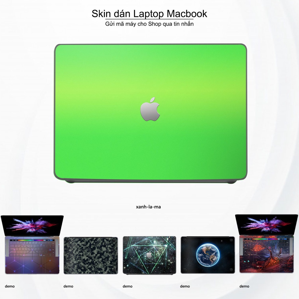 Skin dán Macbook mẫu Aluminum Chrome xanh lá mạ (đã cắt sẵn, inbox mã máy cho shop)