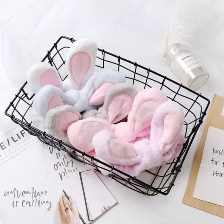 Băng Đô Phối Tai Thỏ Mềm Mại Đáng Yêu Tiện Dụng
