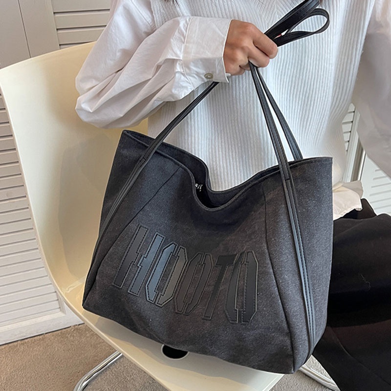 Túi Xách Đeo Vai Vải Bạt Ngăn Chứa Rộng Thời Trang Nữ Sành Điệu