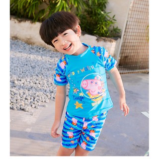 Đồ bơi bé trai họa tiết heo Peppa đáng yêu - kèm nón