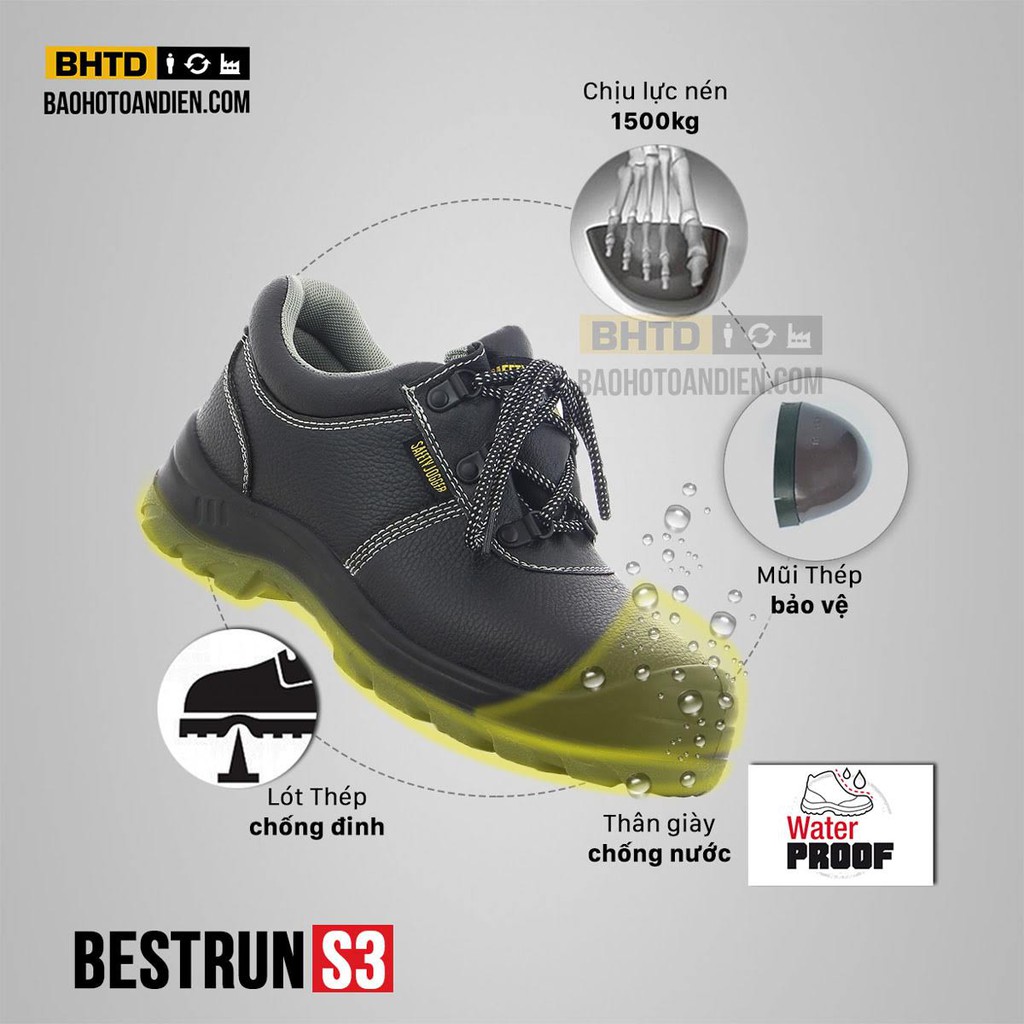 (RẺ VÔ ĐỊCH) Giày bảo hộ Safety Jogger BESTRUN S3 (BẢO HÀNH 6 THÁNG)