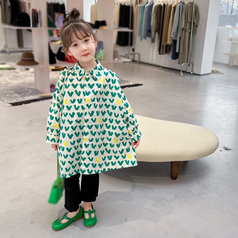 Đầm Công Chúa Tay Dài In Họa Tiết Trái Tim Phong Cách Hàn Quốc Thời Trang Mùa Thu Cho Bé Gái