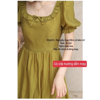 RN420_Rập giấy may đầm xòe cổ bèo  nữ