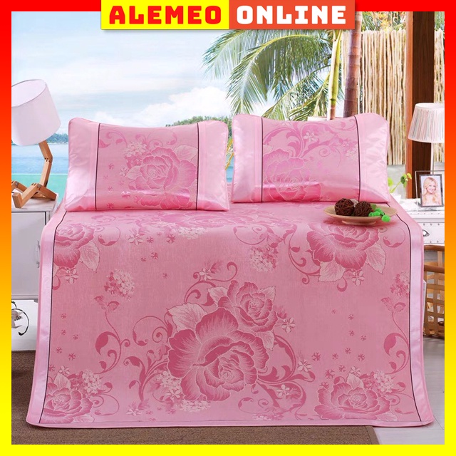 Chiếu lụa điều hòa họa tiết 3D cao cấp tặng kèm vỏ gối, kích thước 1m2 1m5 1m6 1m8 2m - Alemeo Online