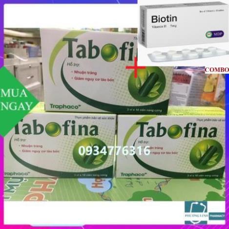 Combo Biotin 5mg+ Tabofina hộp 30 viên - chính hãng traphaco