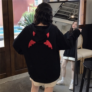 Áo hoodies có nón dài tay in hình đôi cánh ác quỷ thời trang