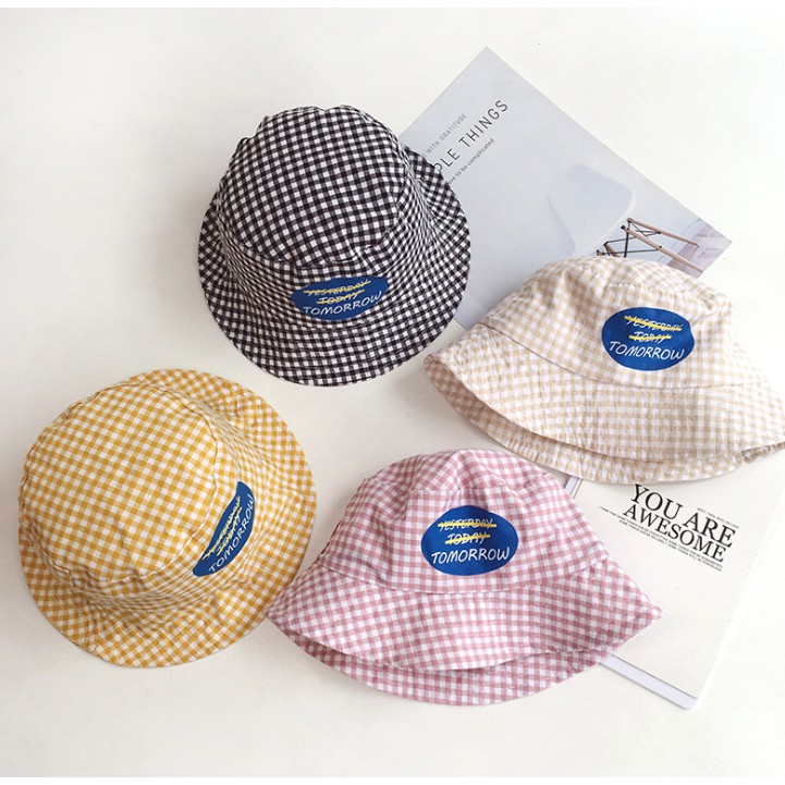 Mũ vành họa tiết caro dễ thương Hàn Quốc cho bé 1 - 3 tuổi M762
