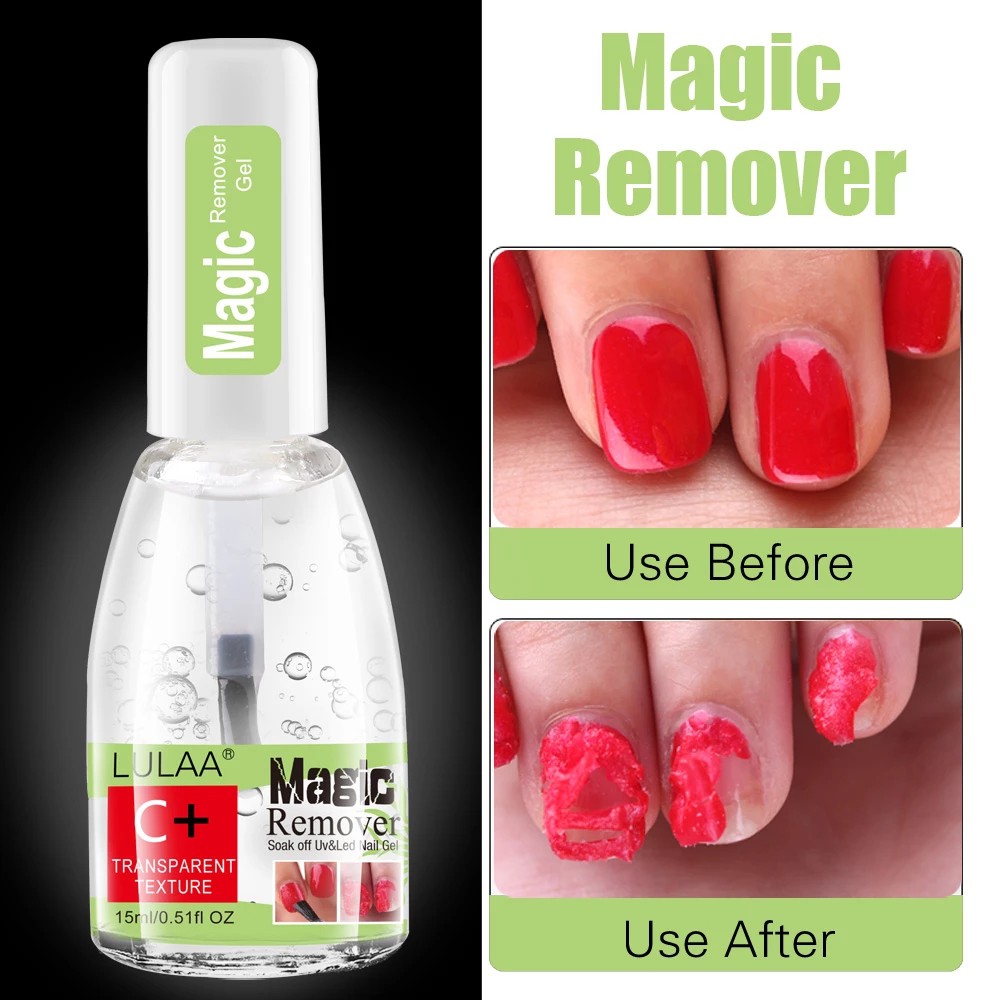 Magic Nail Gel Remover UV Gel tẩy sơn móng tay Tẩy dầu mỡ Chất lỏng Loại bỏ các công cụ làm móng tay có lớp dính 15ml