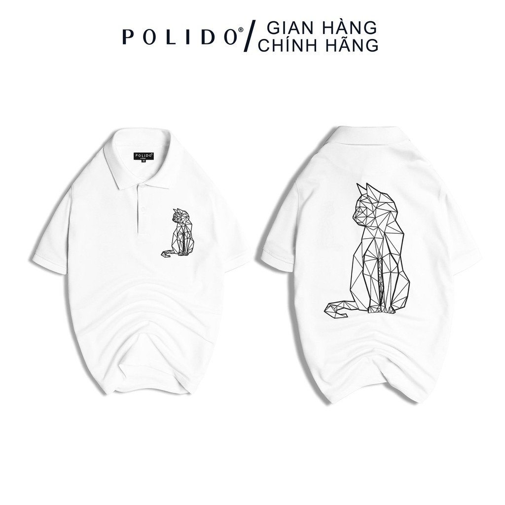 Áo Polo in hình The Cat 1 POLIDO vải Cotton co giãn, không bong tróc, thấm hút mồ hôi