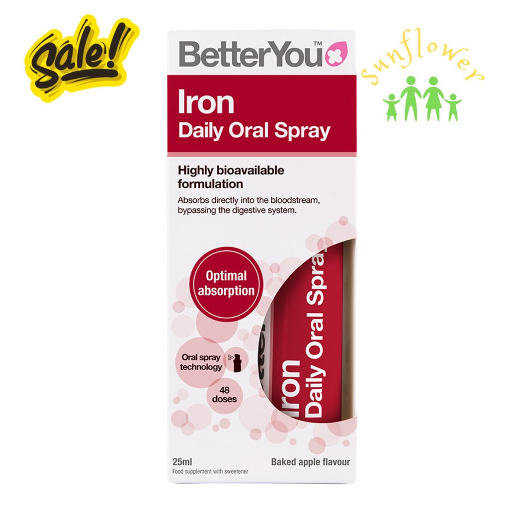 Bổ sung Sắt dạng xịt Better You Iron Daily Oral Spray 25ml Cho Bé từ 1 tuổi, Anh Quốc