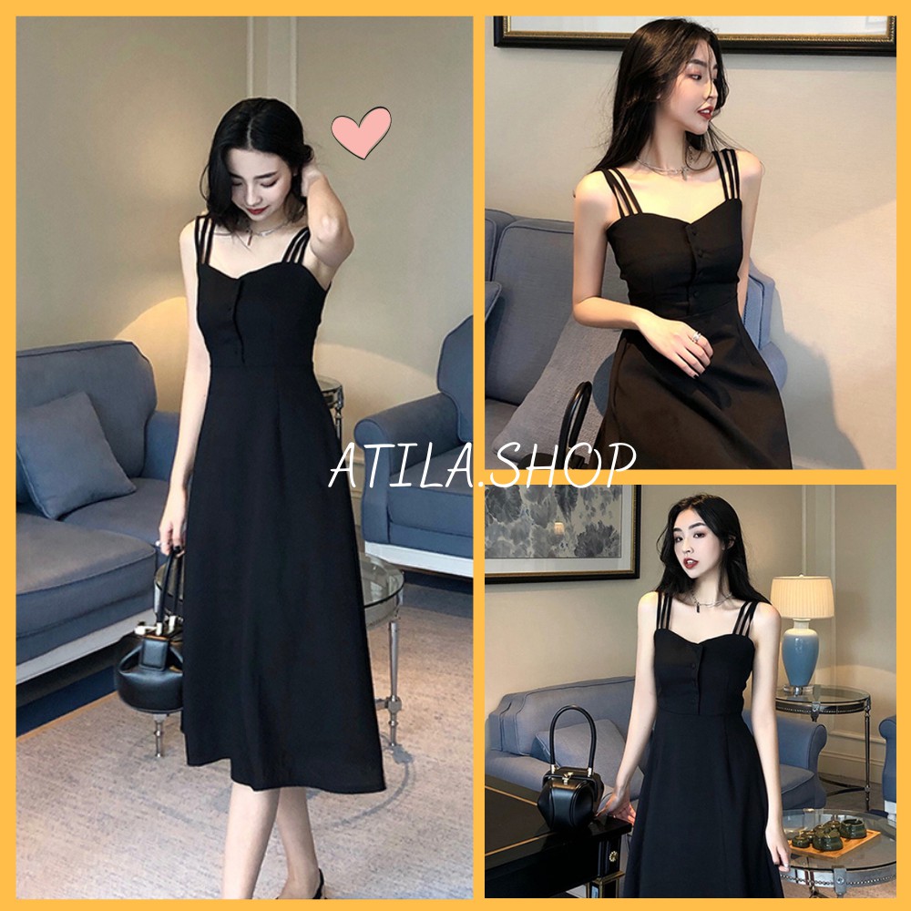 Đầm nữ , đầm nữ hai dây chất liệu mềm mại siêu mát họa tiết trơn dáng xòe mặc đi biển đi chơi siêu yêu ATILA.SHOP | BigBuy360 - bigbuy360.vn