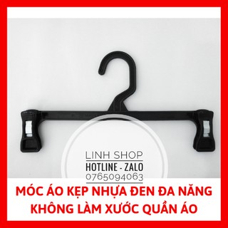 Combo 10 Móc Áo Kẹp Nhựa Đen - Móc Treo Quần Áo Đa Năng