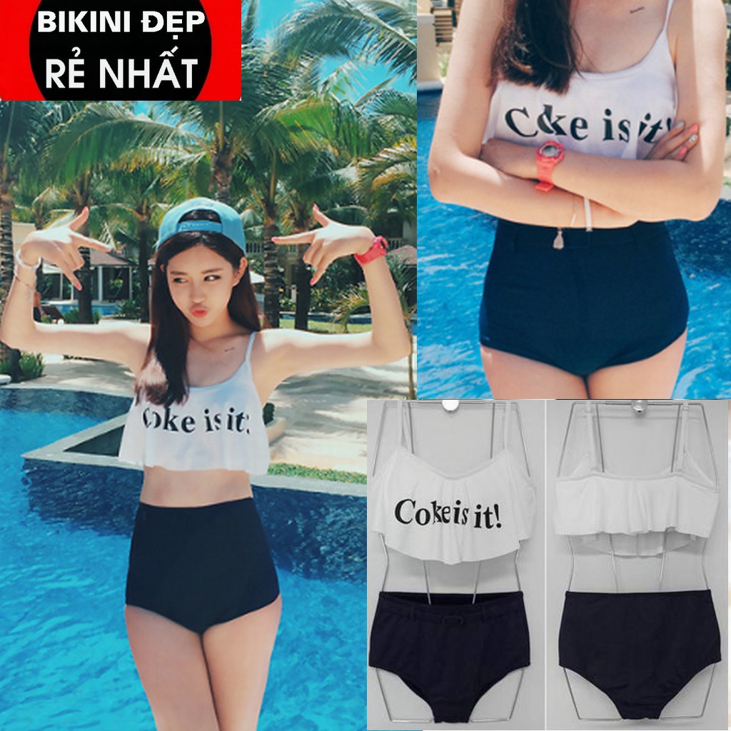 CocaBikini đồ bơi hai mảnh sọc đen trắng chất thun lạnh mặc đi biển | BigBuy360 - bigbuy360.vn