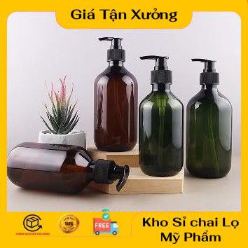 Chai Chiết Mĩ Phẩm ❤ TRÙM SỈ ❤ [500ml] Chai nhựa pet vòi nhấn Nâu, Rêu chiết dầu gội, sữa tắm