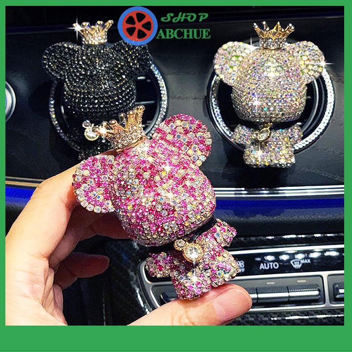 Sáp thơm xe hơi gắn cửa gió điều hòa hình Gấu đính đá siêu sang