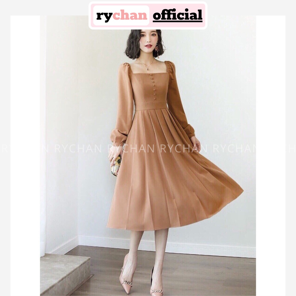 [ẢNH THẬT CUỐI] DM484 - Đầm Maxi Cổ Vuông Phối Nút Bọc Nhiều Màu