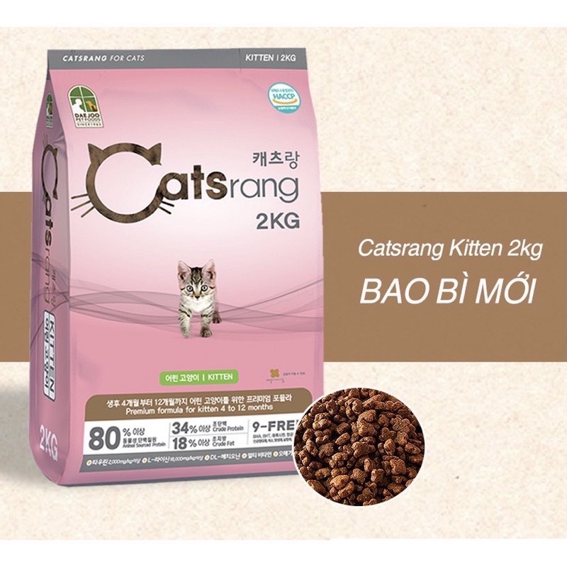 Thức ăn hạt cho Mèo nhỏ CATSRANG KITEN Gói 2kg Xuất xứ Hàn quốc Bổ sung dinh dưỡng hoàn chỉnh cho Mèo nhỏ từ4 -12tháng