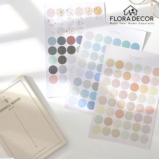 Sticker nhãn dán chấm tròn Flora Decor trang trí sổ, decor, dán postcard