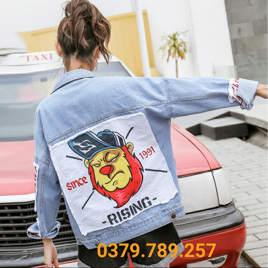 Áo khoác jean nữ nam form rộng xám trắng sang trọng mẫu mới xước trước cực đẹp CHI39