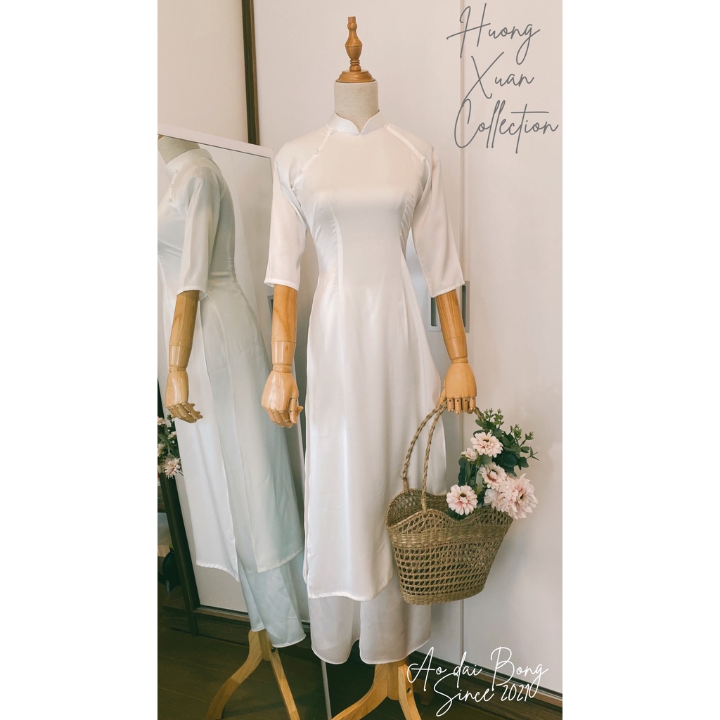 [ Áo dài Bống] Set áo dài cách tân dáng xuông chất liệu vải lụa ngọc trai cấp dành cho nữ, mẫu áo dài thiết kế năm 2022 | BigBuy360 - bigbuy360.vn