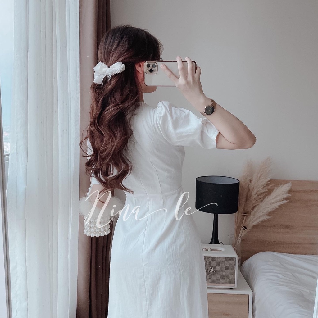 Đầm nữ midi cổ chéo dáng chữ A siêu xinh 2 màu sắc (Đỏ, Trắng) giúp nàng nổi bật đi chơi, dự tiệc