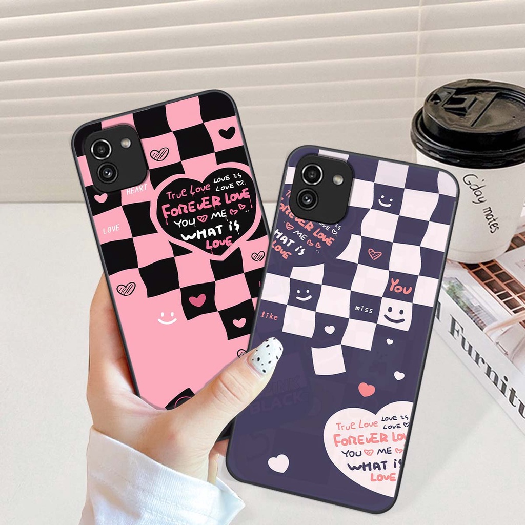 Ốp Samsung A03 in hình trái tim, caro kẹo ngọt đầy cá tính siêu đẹp siêu chất