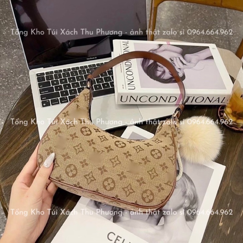 Túi kẹp nách, túi đeo vai nữ họa tiết L.V cá tính đi làm, đi chơi siêu sang chảnh - không kèm bông (ảnh thật)