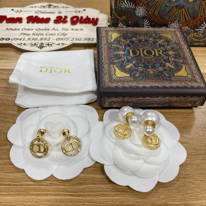 Ảnh thật bông tai cao cấp dior full box