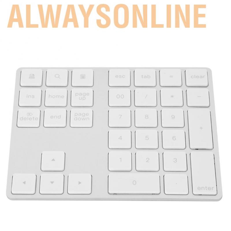 Alwaysonline BT308 34 Keys Mini Rechargeable Numpad Wireless Numeric Keypad Small Keyboard