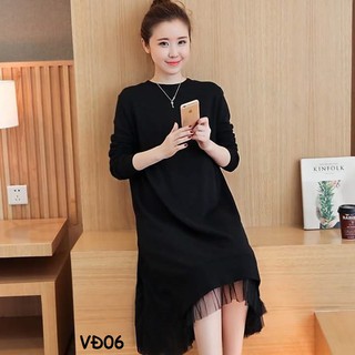 Váy bầu (Đầm bầu) nỉ đen đuôi cá cao cấp