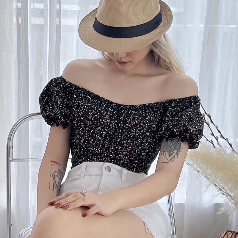 ÁO HOA CỘT NƠ SAU LƯNG