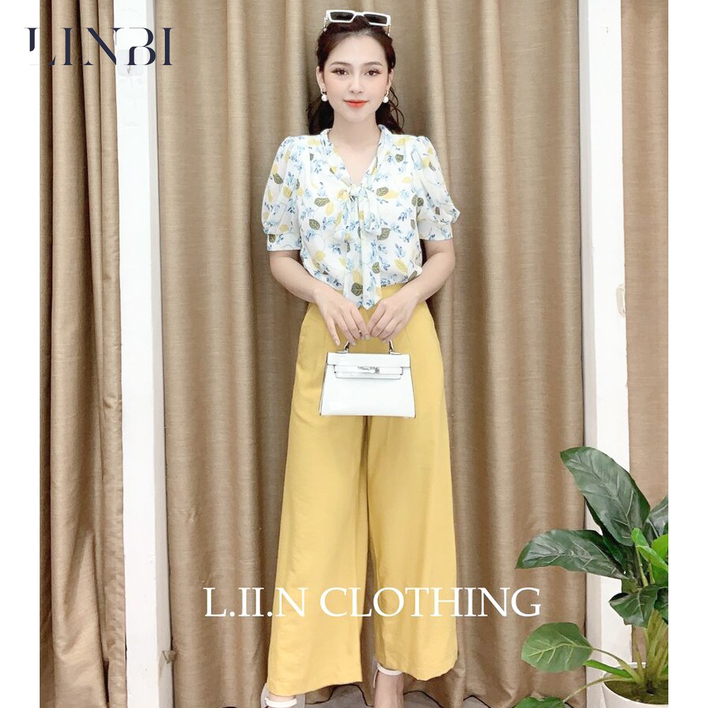 Quần nữ công sở LIIN CLOTHING kiểu dáng ống rộng, màu vàng, thanh lịch Q3195