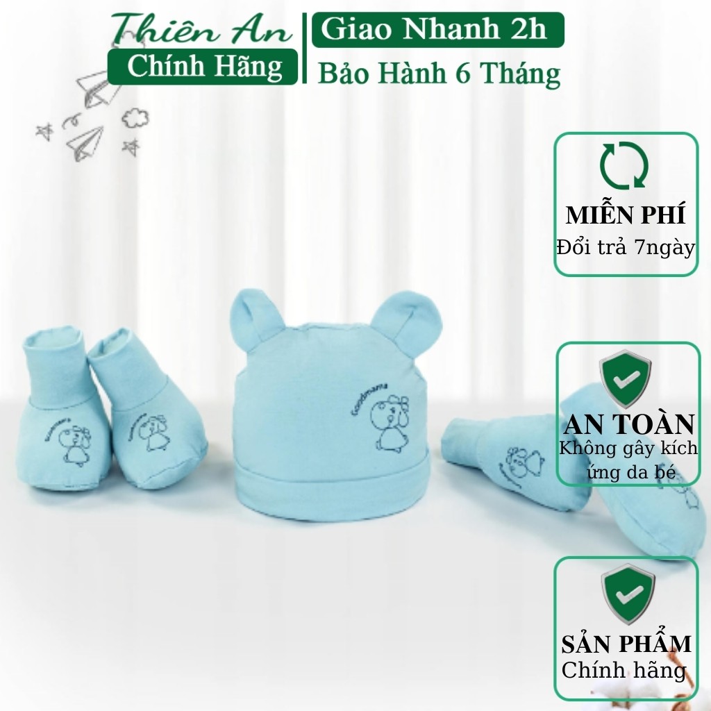 Set  mũ, bao tay, bao chân Good mama cho bé sơ sinh