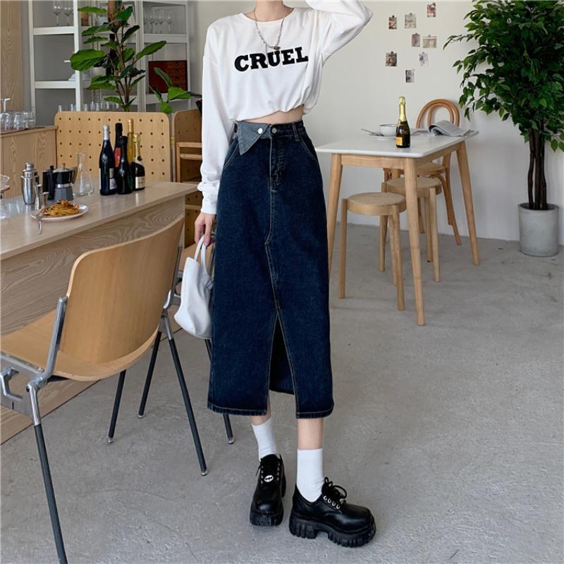 Chân Váy Denim Chữ A Lưng Cao Phong Cách Hàn Quốc Thời Trang Mùa Hè Hàng Mới Dành Cho Bạn Nữ