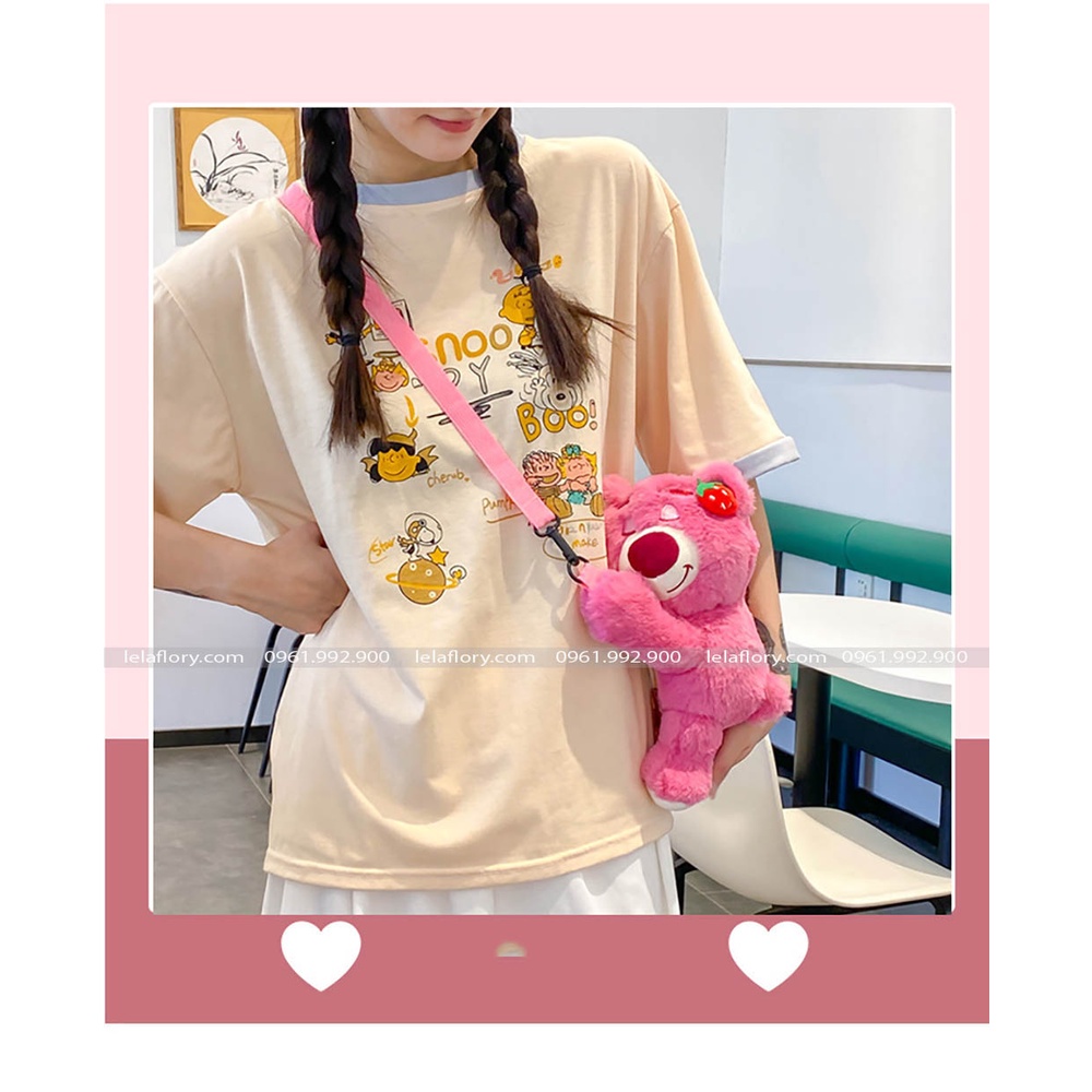 Gấu bông LOSTO màu hồng có hương dâu thơm nhẹ (không kèm hoa) dùng làm quà tặng, trang trí hộp hoa HOT TREND 2023